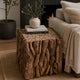 Zisa Teak Root Side End Table | Rustic Natural Brown Wood Bunching Cube | 17 " By The Urban Port