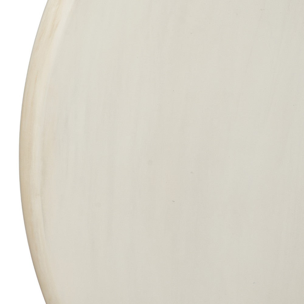 Jesina 44 " Round Coffee Table | Antique White Mango Wood | Stacked Beaded Legs By The Urban Port