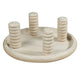 Jesina 44 " Round Coffee Table | Antique White Mango Wood | Stacked Beaded Legs By The Urban Port