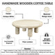 Jesina 44 " Round Coffee Table | Antique White Mango Wood | Stacked Beaded Legs By The Urban Port
