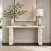 Jesina 69 " Sofa Console Table | Antique White Mango Wood | Stacked Beaded Legs By The Urban Port