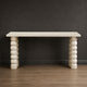 Jesina 69 " Sofa Console Table | Antique White Mango Wood | Stacked Beaded Legs By The Urban Port