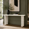 Jesina 69 " Sofa Console Table | Antique White Mango Wood | Stacked Beaded Legs By The Urban Port