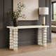 Jesina 69 " Sofa Console Table | Antique White Mango Wood | Stacked Beaded Legs By The Urban Port