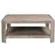 Resa 38" Square Coffee Table with Shelf | S&blasted Finish | Distressed Brown Mango Wood By The Urban Port