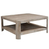 Resa 38" Square Coffee Table with Shelf | S&blasted Finish | Distressed Brown Mango Wood By The Urban Port