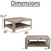 Resa 38" Square Coffee Table with Shelf | S&blasted Finish | Distressed Brown Mango Wood By The Urban Port
