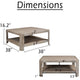 Resa 38" Square Coffee Table with Shelf | S&blasted Finish | Distressed Brown Mango Wood By The Urban Port