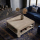 Resa 38" Square Coffee Table with Shelf | S&blasted Finish | Distressed Brown Mango Wood By The Urban Port