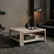 Resa 38" Square Coffee Table with Shelf | S&blasted Finish | Distressed Brown Mango Wood By The Urban Port
