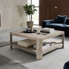 Resa 38" Square Coffee Table with Shelf | S&blasted Finish | Distressed Brown Mango Wood By The Urban Port