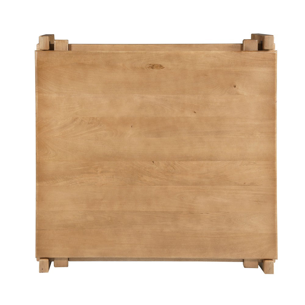 Hina 50"  Square Coffee Table | Exposed Joinery | Natural Brown Mango Wood | Japandi Style By The Urban Port