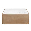 Joi 38" Square Coffee Table | Real White Marble Top | Solid Mango Wood Base | S&blasted Light Brown By The  Urban Port