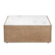 Joi 38" Square Coffee Table | Real White Marble Top | Solid Mango Wood Base | S&blasted Light Brown By The  Urban Port