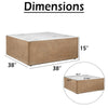 Joi 38" Square Coffee Table | Real White Marble Top | Solid Mango Wood Base | S&blasted Light Brown By The  Urban Port