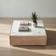 Joi 38" Square Coffee Table | Real White Marble Top | Solid Mango Wood Base | S&blasted Light Brown By The  Urban Port