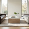 Joi 38" Square Coffee Table | Real White Marble Top | Solid Mango Wood Base | S&blasted Light Brown By The  Urban Port