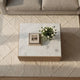 Joi 38" Square Coffee Table | Real White Marble Top | Solid Mango Wood Base | S&blasted Light Brown By The  Urban Port