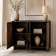Suzi 4 Door Sideboard Storage Cabinet | Antique Brass H&les | H&carved Floral Motifs | Brown Mango Wood | 60" By The  Urban Port