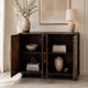Suzi 4 Door Sideboard Storage Cabinet | Antique Brass H&les | H&carved Floral Motifs | Brown Mango Wood | 60" By The  Urban Port