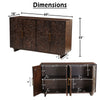 Suzi 4 Door Sideboard Storage Cabinet | Antique Brass H&les | H&carved Floral Motifs | Brown Mango Wood | 60" By The  Urban Port