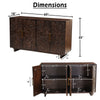Suzi 4 Door Sideboard Storage Cabinet | Antique Brass H&les | H&carved Floral Motifs | Brown Mango Wood | 60" By The  Urban Port