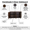 Suzi 4 Door Sideboard Storage Cabinet | Antique Brass H&les | H&carved Floral Motifs | Brown Mango Wood | 60" By The  Urban Port