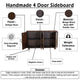 Suzi 4 Door Sideboard Storage Cabinet | Antique Brass H&les | H&carved Floral Motifs | Brown Mango Wood | 60" By The  Urban Port
