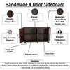 Suzi 4 Door Sideboard Storage Cabinet | Antique Brass H&les | H&carved Floral Motifs | Brown Mango Wood | 60" By The  Urban Port