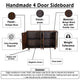 Suzi 4 Door Sideboard Storage Cabinet | Antique Brass H&les | H&carved Floral Motifs | Brown Mango Wood | 60" By The  Urban Port