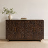 Suzi 4 Door Sideboard Storage Cabinet | Antique Brass H&les | H&carved Floral Motifs | Brown Mango Wood | 60" By The  Urban Port