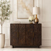 Suzi 4 Door Sideboard Storage Cabinet | Antique Brass H&les | H&carved Floral Motifs | Brown Mango Wood | 60" By The  Urban Port