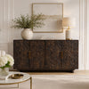 Suzi 4 Door Sideboard Storage Cabinet | Antique Brass H&les | H&carved Floral Motifs | Brown Mango Wood | 60" By The  Urban Port