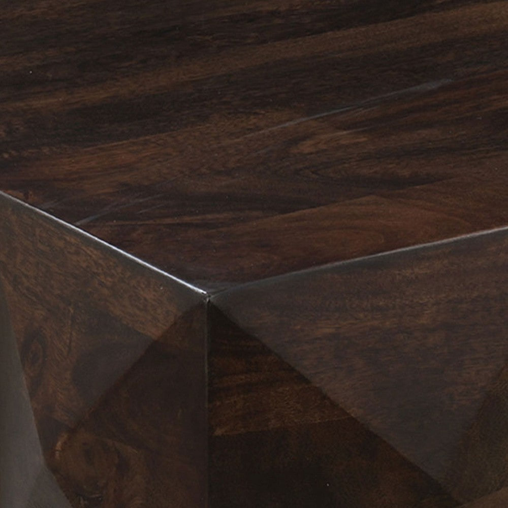 Jisaku 48" Coffee Table with Storage Drawer | 3D Diamond Carved Panels | Walnut Brown Mango Wood By The  Urban Port