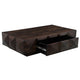 Jisaku 48" Coffee Table with Storage Drawer | 3D Diamond Carved Panels | Walnut Brown Mango Wood By The  Urban Port