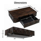 Jisaku 48" Coffee Table with Storage Drawer | 3D Diamond Carved Panels | Walnut Brown Mango Wood By The  Urban Port