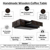 Jisaku 48" Coffee Table with Storage Drawer | 3D Diamond Carved Panels | Walnut Brown Mango Wood By The  Urban Port