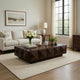 Jisaku 48" Coffee Table with Storage Drawer | 3D Diamond Carved Panels | Walnut Brown Mango Wood By The  Urban Port