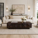 Jisaku 48" Coffee Table with Storage Drawer | 3D Diamond Carved Panels | Walnut Brown Mango Wood By The  Urban Port