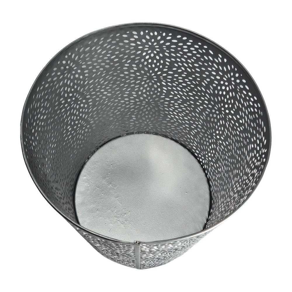 Josi 10 " Wastebasket Trash Can | Detailed Leaf Etching | Silver Finish By The Urban Port
