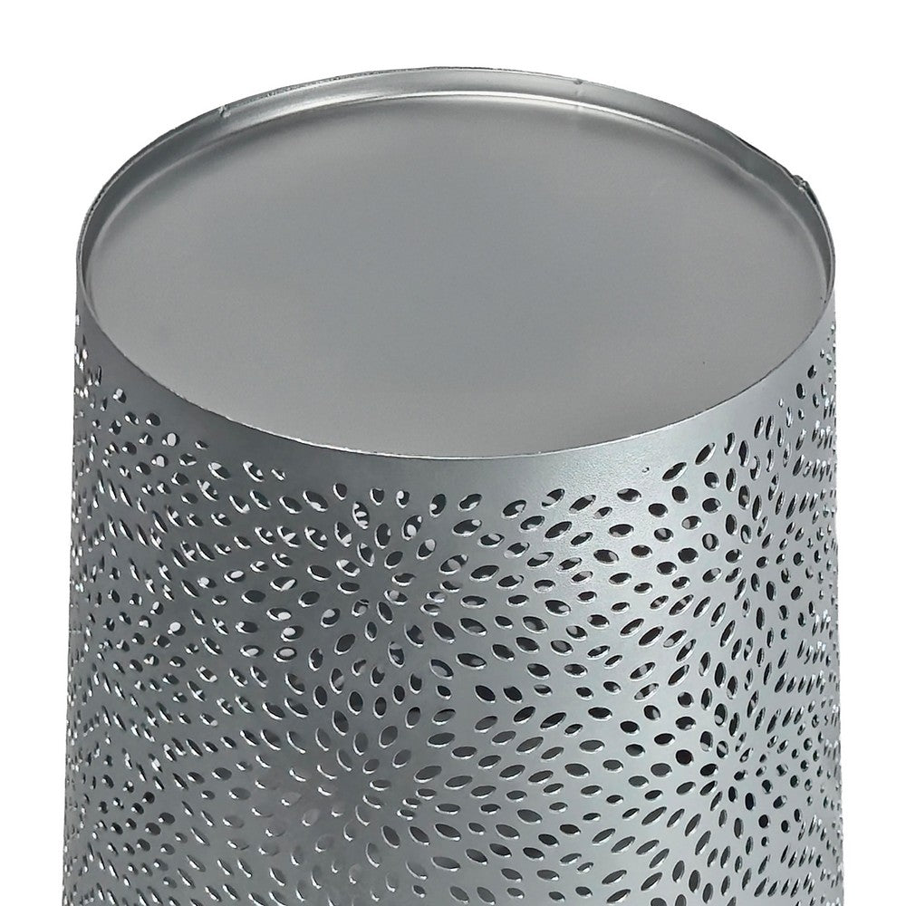 Josi 10 " Wastebasket Trash Can | Detailed Leaf Etching | Silver Finish By The Urban Port