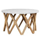 Jena 32" Round Coffee Table | White Banswara Marble Top | Criss Cross Base | Natural Brown By The Urban Port