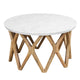 Jena 32" Round Coffee Table | White Banswara Marble Top | Criss Cross Base | Natural Brown By The Urban Port