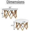 Jena 32" Round Coffee Table | White Banswara Marble Top | Criss Cross Base | Natural Brown By The Urban Port