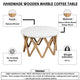 Jena 32" Round Coffee Table | White Banswara Marble Top | Criss Cross Base | Natural Brown By The Urban Port