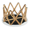 Jena 32" Round Coffee Table | White Banswara Marble Top | Criss Cross Base | Natural Brown By The Urban Port