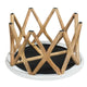 Jena 32" Round Coffee Table | White Banswara Marble Top | Criss Cross Base | Natural Brown By The Urban Port