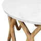 Jena 32" Round Coffee Table | White Banswara Marble Top | Criss Cross Base | Natural Brown By The Urban Port