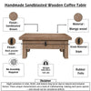 Les 36" Square Coffee Table with Panel Legs | 2 Storage Drawers | Matte Brown Mango Wood | Black H&les By The  Urban Port