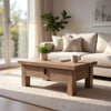 Les 36" Square Coffee Table with Panel Legs | 2 Storage Drawers | Matte Brown Mango Wood | Black H&les By The  Urban Port